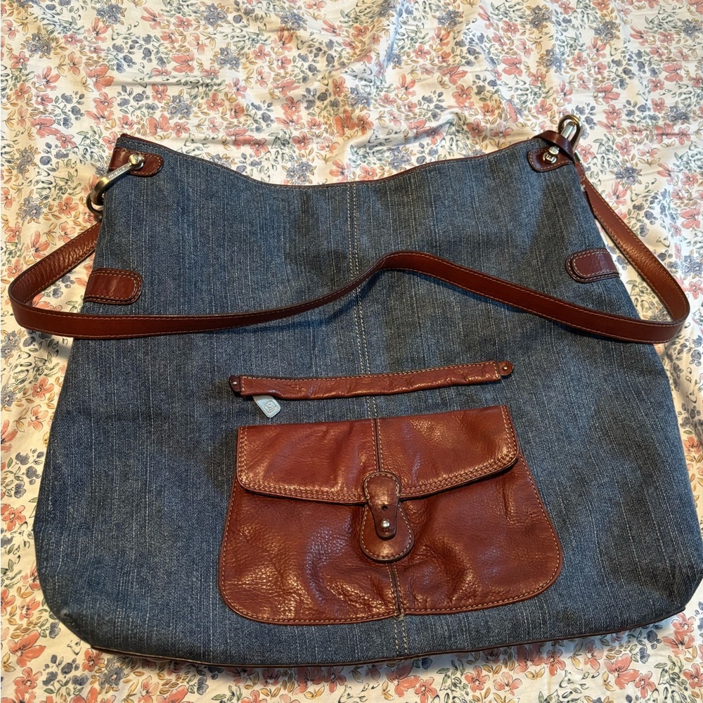 Liz Claiborne Denim and Brown Leather Women's Bag
